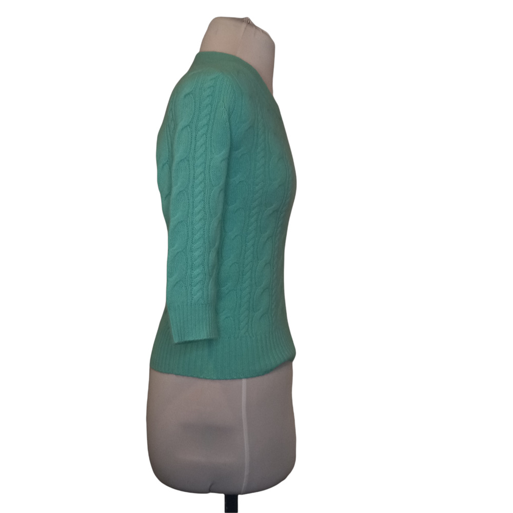 J Crew Aqua Blue Crew Neck Italian Cashmere Sweater XS - Picture 2 of 4
